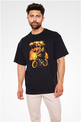 Ghost Rider Hayalet Sürücü Siyah Unisex Oversize Tişört