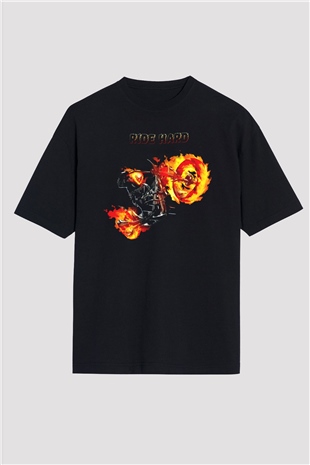 Ghost Rider Hayalet Sürücü Siyah Oversize Tişört