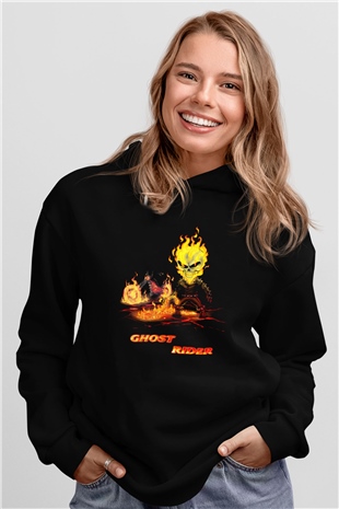 Ghost Rider Hayalet Sürücü Siyah Unisex Kapüşonlu Sweatshirt