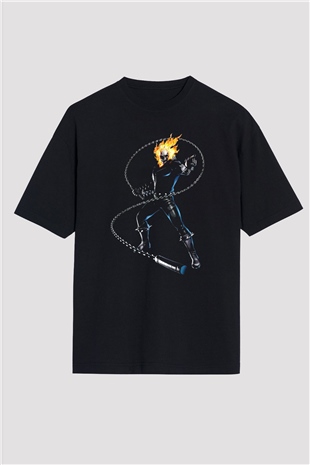 Ghost Rider Hayalet Sürücü Siyah Oversize Tişört