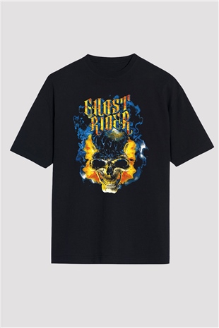 Ghost Rider Hayalet Sürücü Siyah Oversize Tişört