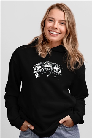 Ghost Siyah Unisex Kapüşonlu Sweatshirt