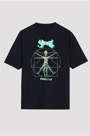 Ghost Siyah Unisex Oversize Tişört T-Shirt