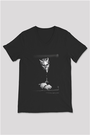 Ghost Siyah Unisex V Yaka Tişört T-Shirt