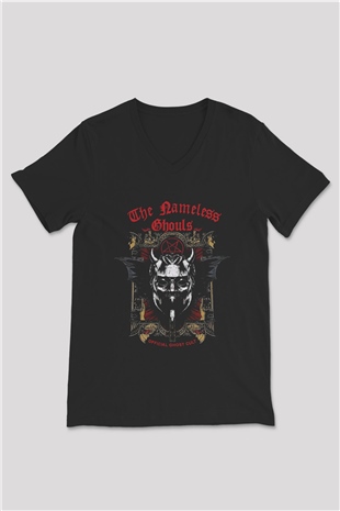 Ghost Siyah Unisex V Yaka Tişört T-Shirt