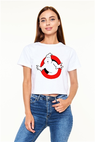 Ghostbusters Hayalet Avcıları Beyaz Croptop Tişört
