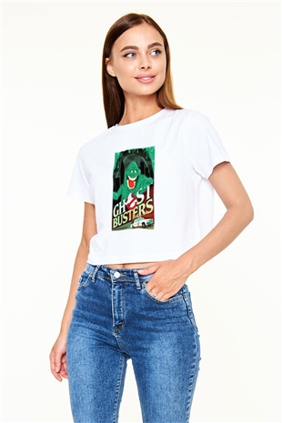 Ghostbusters Hayalet Avcıları Beyaz Croptop Tişört
