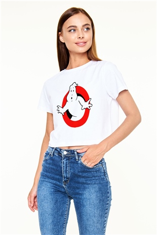 Ghostbusters Hayalet Avcıları Beyaz Croptop Tişört