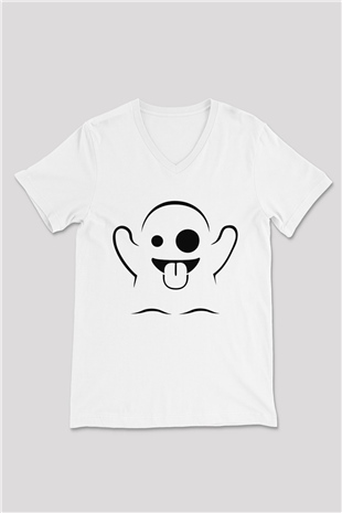 Ghostbusters Hayalet Avcıları Beyaz Unisex V Yaka Tişört T-Shirt