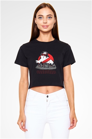 Ghostbusters Hayalet Avcıları Siyah  Crop Top Tişört
