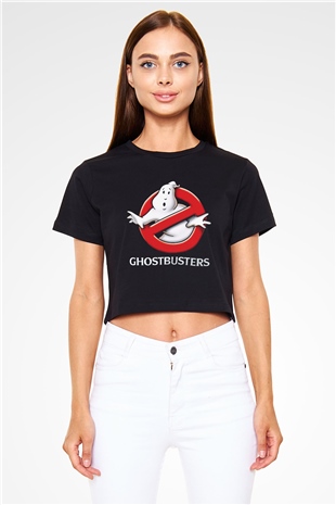 Ghostbusters Hayalet Avcıları Siyah Crop Top Tişört