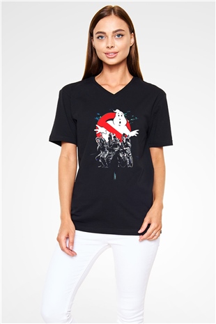 Ghostbusters Hayalet Avcıları Siyah Unisex V Yaka Tişört
