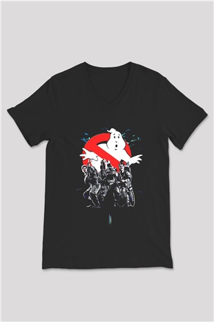 Ghostbusters Hayalet Avcıları Siyah Unisex V Yaka Tişört