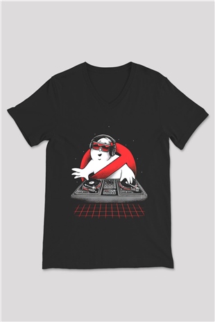 Ghostbusters Hayalet Avcıları Siyah Unisex V Yaka Tişört
