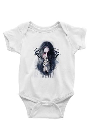 Ghostemane Baskılı Beyaz Unisex Bebek Body - Zıbın