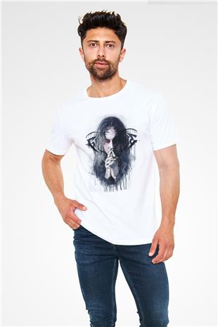 Ghostemane Baskılı Unisex Beyaz Tişört - Tshirt
