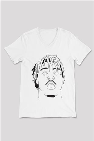 Ghostemane Baskılı Unisex Siyah V Yaka Tişört - Tshirt