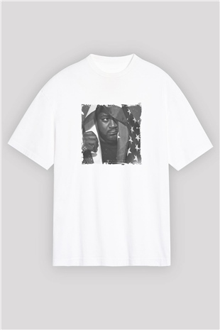 Ghostface Killah Baskılı Oversize Beyaz Tişört