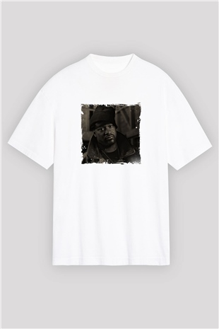 Ghostface Killah Baskılı Oversize Beyaz Tişört