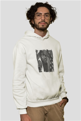 Ghostface Killah Baskılı Unisex Beyaz Kapüşonlu Sweatshirt
