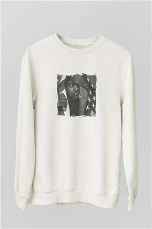 Ghostface Killah Baskılı Unisex Beyaz Sweatshirt
