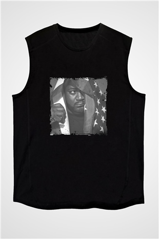 Ghostface Killah Baskılı Unisex Siyah Kolsuz Tişört