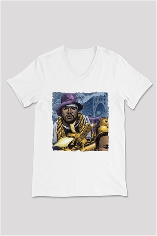 Ghostface Killah Beyaz Unisex V Yaka Tişört