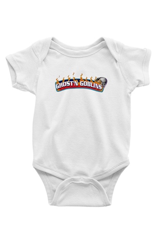 Ghosts n Goblins Baskılı Beyaz Unisex Bebek Body - Zıbın