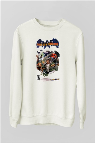 Ghosts n Goblins Beyaz Unisex Sweatshirt