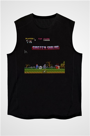 Ghosts n Goblins Siyah Unisex Kolsuz Tişört
