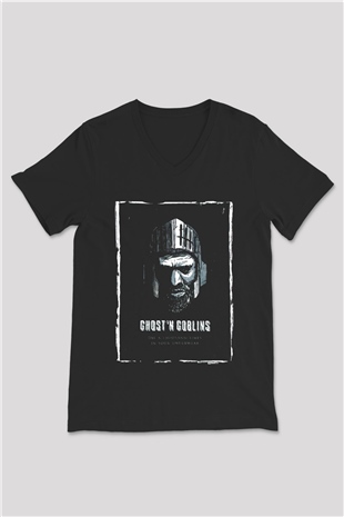 Ghosts n Goblins Siyah Unisex V Yaka Tişört