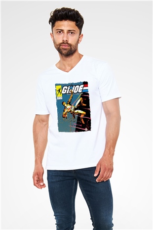 GI JOE Beyaz Unisex  V Yaka Tişört