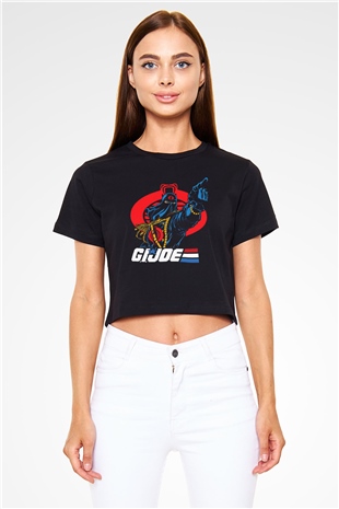 GI JOE Siyah   Crop Top Tişört
