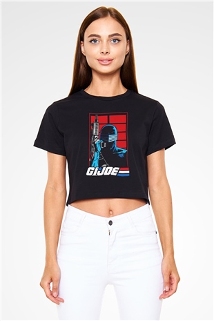 GI JOE Siyah   Crop Top Tişört