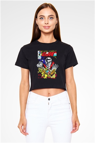 GI JOE Siyah   Crop Top Tişört