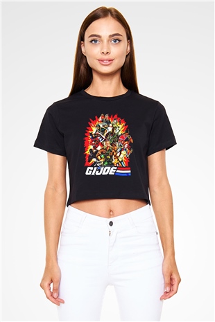 GI JOE Siyah   Crop Top Tişört
