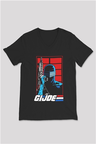 GI JOE Siyah Unisex  V Yaka Tişört