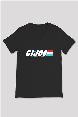 GI JOE Siyah Unisex V Yaka Tişört