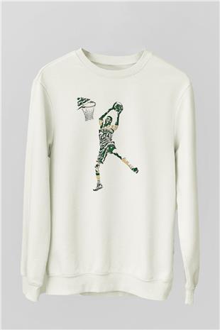 Giannis Antetokounpma Baskılı Beyaz Unisex Sweatshirt