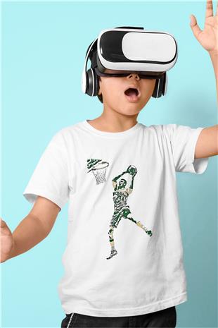 Giannis Antetokounpma Baskılı Beyaz Unisex Beyaz Çocuk Tişört - Tshirt