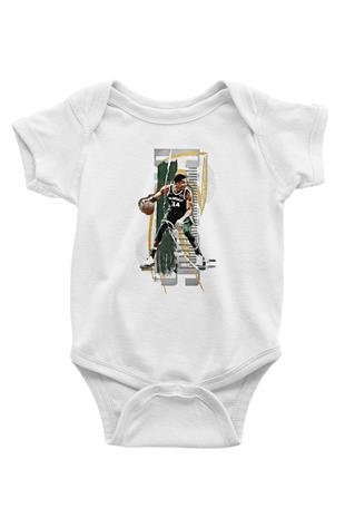 Giannis Antetokounpma Baskılı Beyaz Unisex Bebek Body - Zıbın