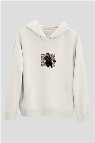 Giannis Antetokounpma Baskılı Beyaz Unisex Kapüşonlu Sweatshirt