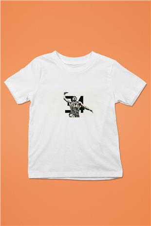 Giannis Antetokounpma Baskılı Beyaz Unisex Beyaz Çocuk Tişört - Tshirt