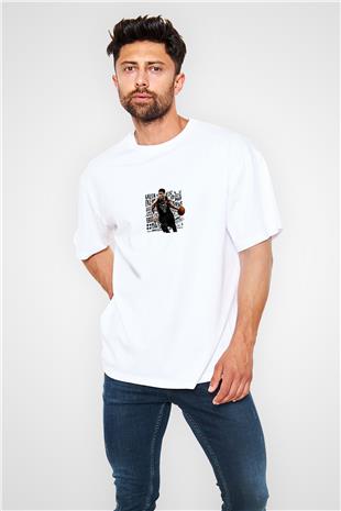 Giannis Antetokounpma Baskılı Beyaz Unisex Oversize Tişört - Tshirt
