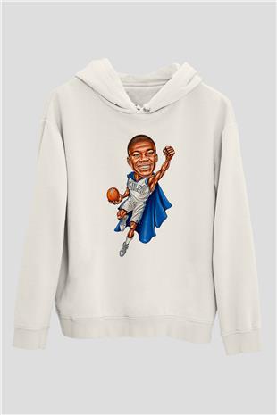 Giannis Antetokounpma Baskılı Beyaz Unisex Kapüşonlu Sweatshirt