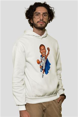 Giannis Antetokounpma Baskılı Beyaz Unisex Kapüşonlu Sweatshirt
