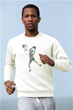 Giannis Antetokounpma Baskılı Beyaz Unisex Sweatshirt
