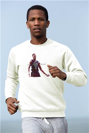 Giannis Antetokounpma Baskılı Beyaz Unisex Sweatshirt