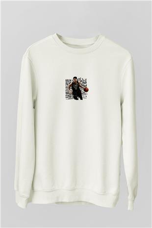Giannis Antetokounpma Baskılı Beyaz Unisex Sweatshirt