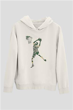 Giannis Antetokounpma Baskılı Beyaz Unisex Kapüşonlu Sweatshirt